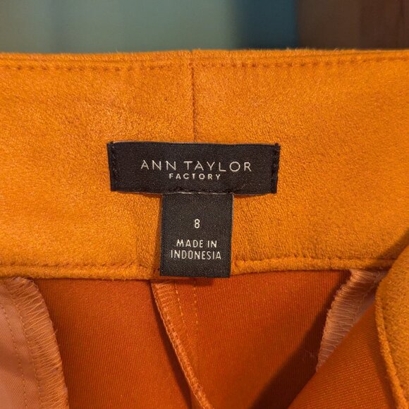 Ann Taylor Faux Suede Wide Leg Cropped Pants - Picture 4 of 7